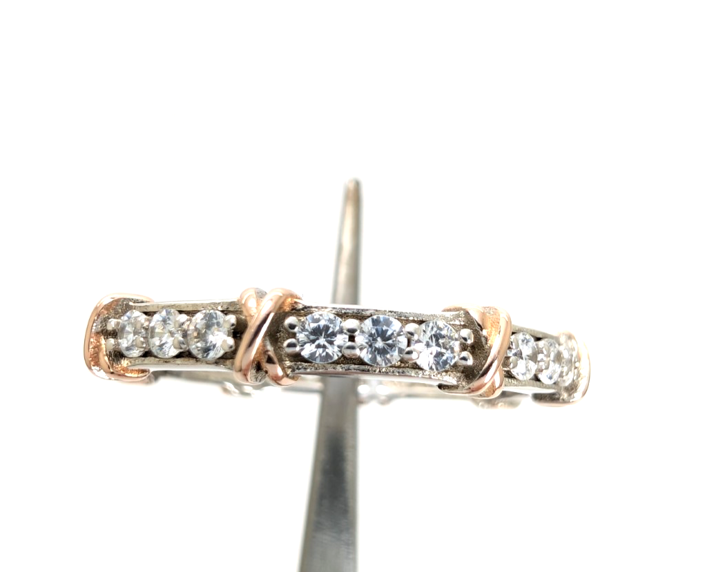 Sterling Silver 925 9 Ring TwoTone Eternity R957- WMF1081 - Image 15