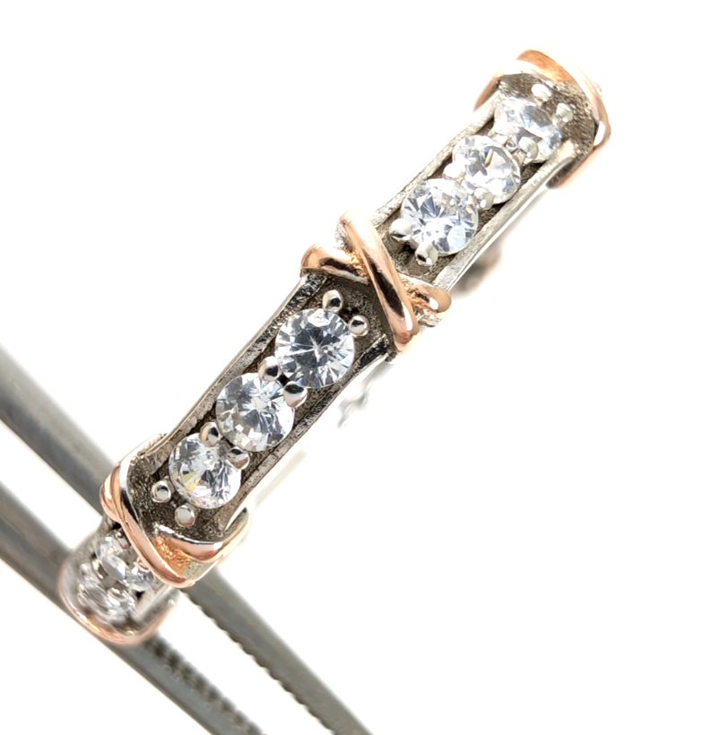 Sterling Silver 925 9 Ring TwoTone Eternity R957- WMF1081 - Image 19