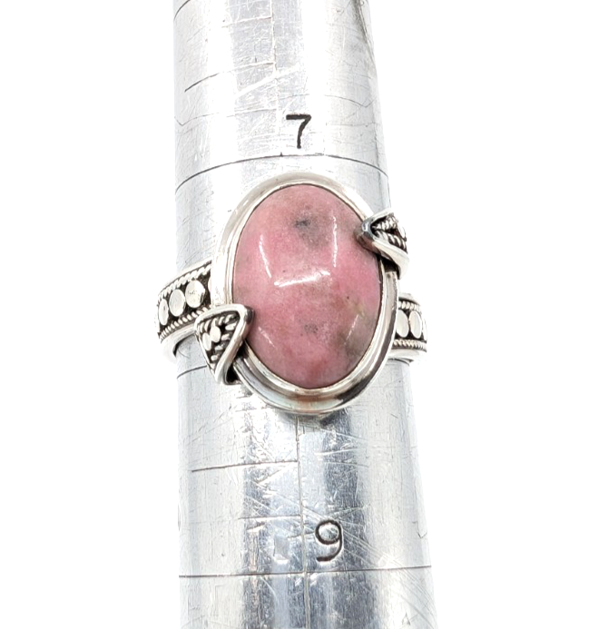 Sterling Silver 925 Suarti Oval Pink Jasper Cabochon Cocktail Ring CRN226 - Image 10