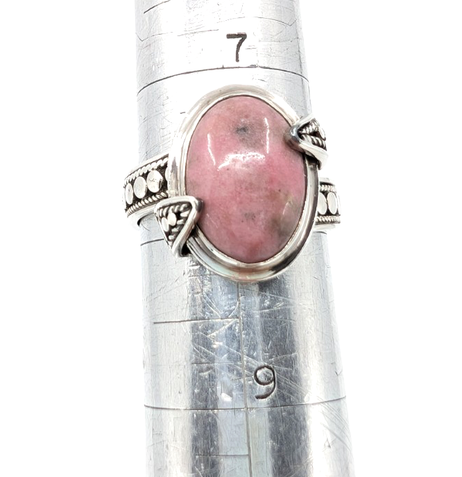 Sterling Silver 925 Suarti Oval Pink Jasper Cabochon Cocktail Ring CRN226 - Image 11