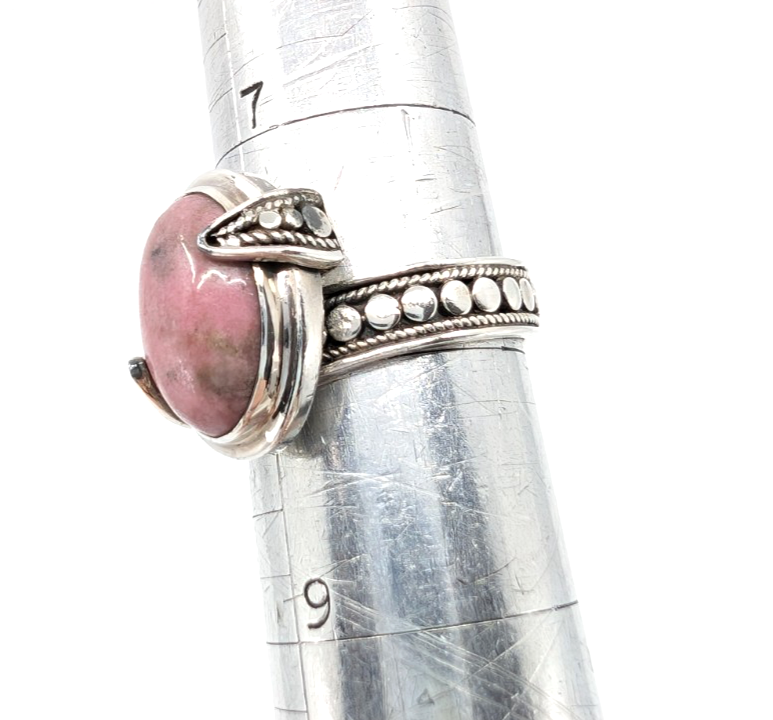 Sterling Silver 925 Suarti Oval Pink Jasper Cabochon Cocktail Ring CRN226 - Image 12