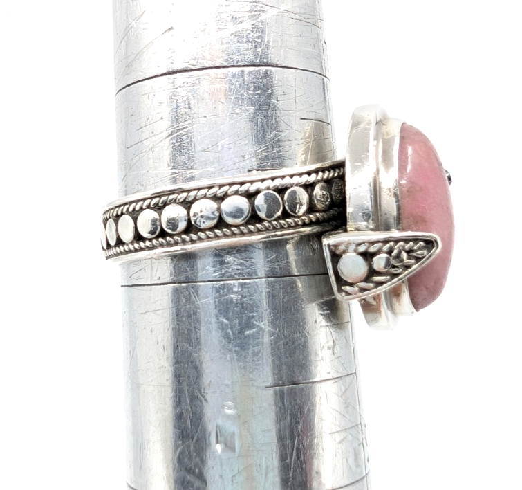Sterling Silver 925 Suarti Oval Pink Jasper Cabochon Cocktail Ring CRN226 - Image 13