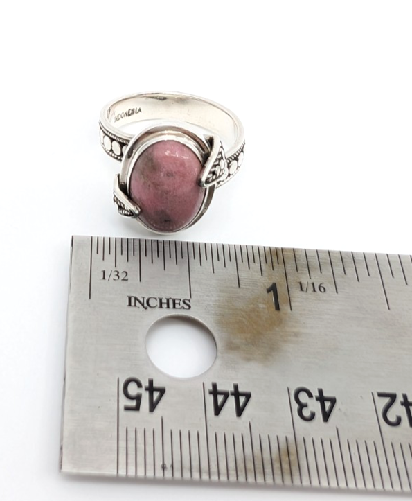 Sterling Silver 925 Suarti Oval Pink Jasper Cabochon Cocktail Ring CRN226 - Image 14