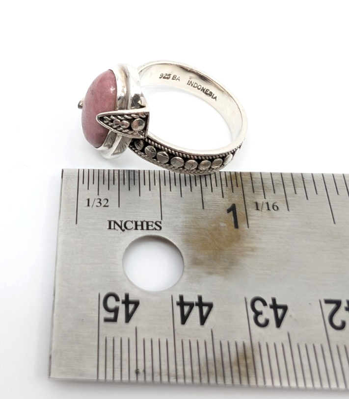 Sterling Silver 925 Suarti Oval Pink Jasper Cabochon Cocktail Ring CRN226 - Image 15