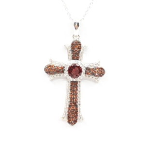 Sterling Silver 925 20" Necklace/ Chains cable/Pave Cross R887- FOX1830