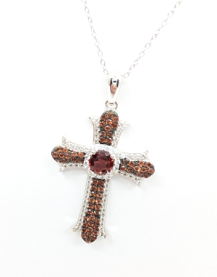 Sterling Silver 925 20" Necklace/ Chains cable/Pave Cross R887- FOX1830 - Image 4