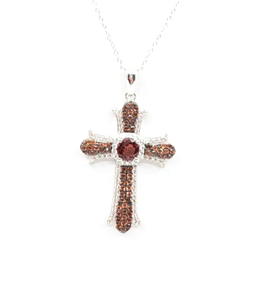 Sterling Silver 925 20" Necklace/ Chains cable/Pave Cross R887- FOX1830 - Image 5
