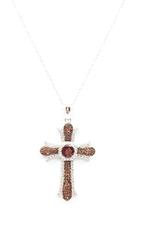 Sterling Silver 925 20" Necklace/ Chains cable/Pave Cross R887- FOX1830 - Image 6
