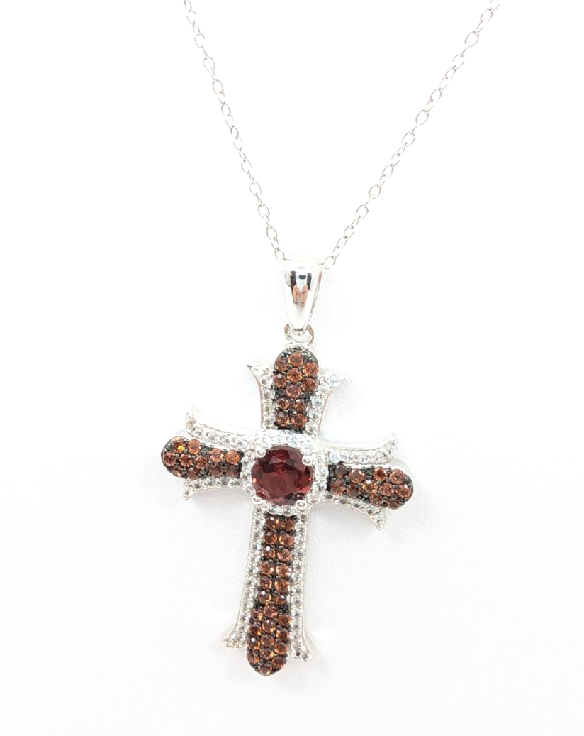 Sterling Silver 925 20" Necklace/ Chains cable/Pave Cross R887- FOX1830 - Image 7