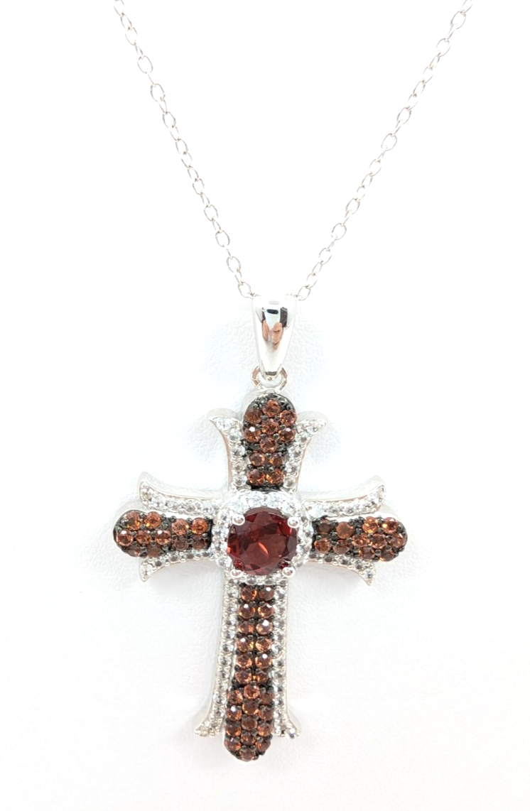 Sterling Silver 925 20" Necklace/ Chains cable/Pave Cross R887- FOX1830 - Image 8