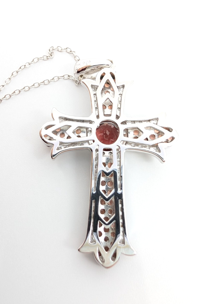 Sterling Silver 925 20" Necklace/ Chains cable/Pave Cross R887- FOX1830 - Image 10