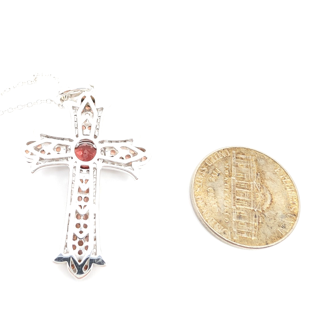 Sterling Silver 925 20" Necklace/ Chains cable/Pave Cross R887- FOX1830 - Image 11