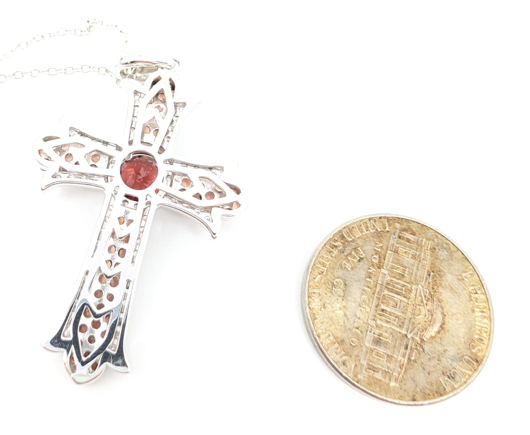 Sterling Silver 925 20" Necklace/ Chains cable/Pave Cross R887- FOX1830 - Image 12