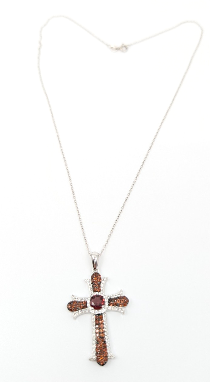 Sterling Silver 925 20" Necklace/ Chains cable/Pave Cross R887- FOX1830 - Image 13