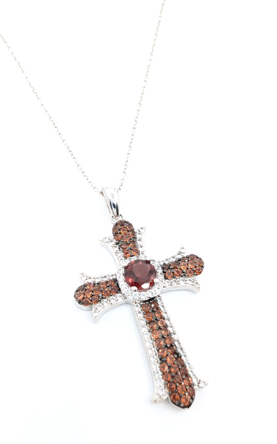Sterling Silver 925 20" Necklace/ Chains cable/Pave Cross R887- FOX1830 - Image 14