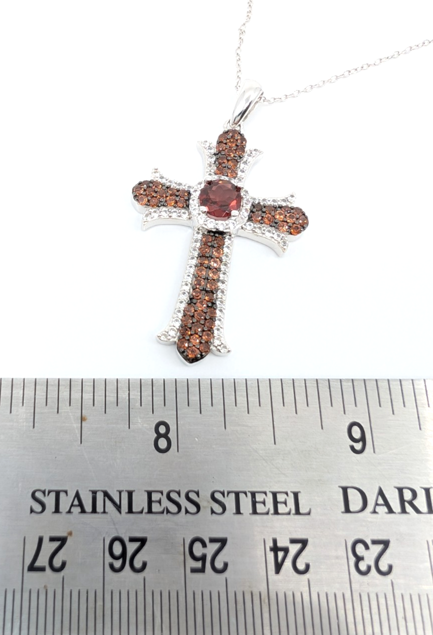Sterling Silver 925 20" Necklace/ Chains cable/Pave Cross R887- FOX1830 - Image 15