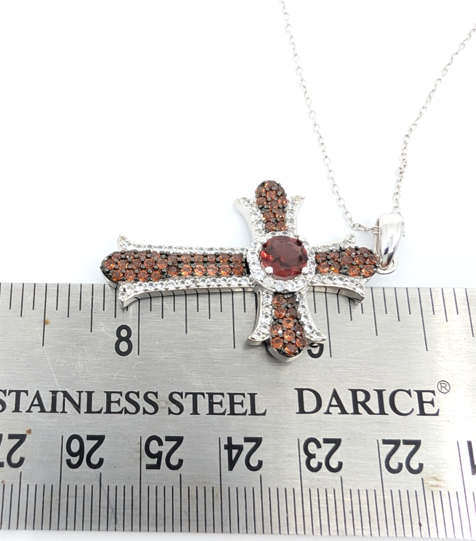 Sterling Silver 925 20" Necklace/ Chains cable/Pave Cross R887- FOX1830 - Image 16