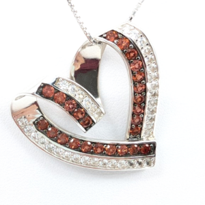 Sterling Silver 925 20" Necklace box chain/pave heart R883- FOX1826
