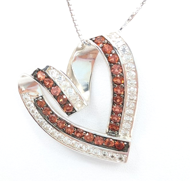 Sterling Silver 925 20" Necklace box chain/pave heart R883- FOX1826 - Image 4
