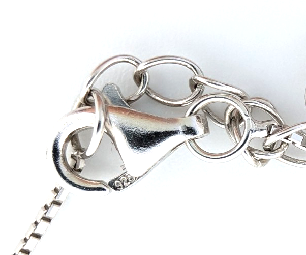 Sterling Silver 925 20" Necklace box chain/pave heart R883- FOX1826 - Image 10