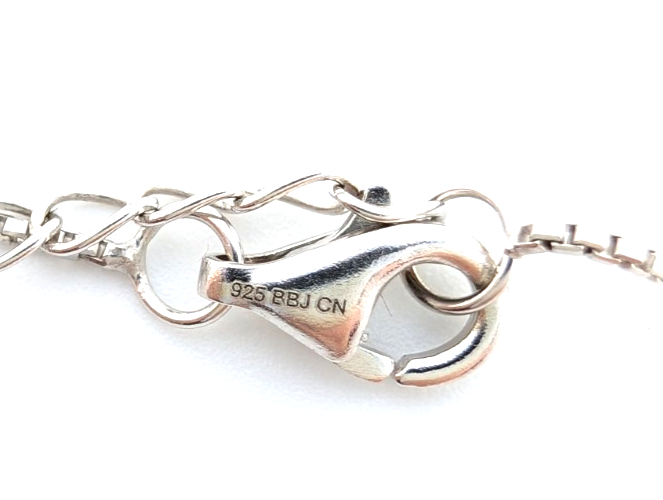 Sterling Silver 925 20" Necklace box chain/pave heart R883- FOX1826 - Image 15