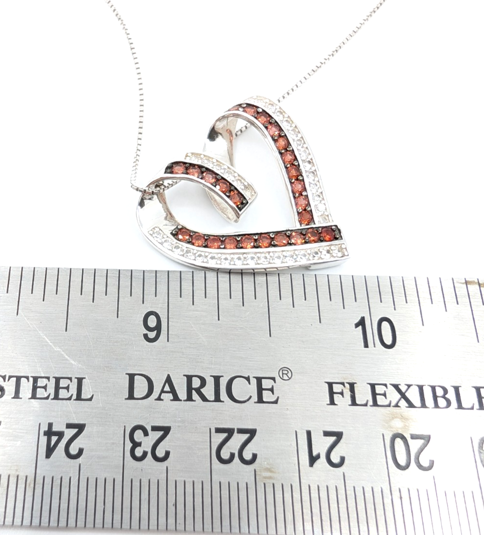 Sterling Silver 925 20" Necklace box chain/pave heart R883- FOX1826 - Image 17