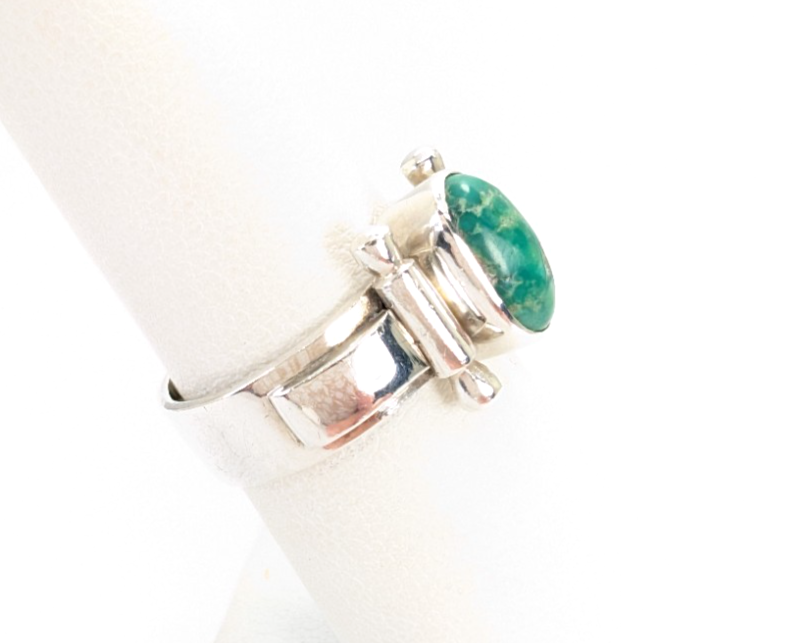 Sterling Silver 925 Ring Green Turquoise Band 11833 - Image 2