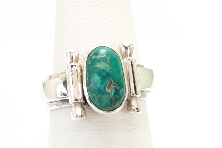 Sterling Silver 925 Ring Green Turquoise Band 11833 - Image 3