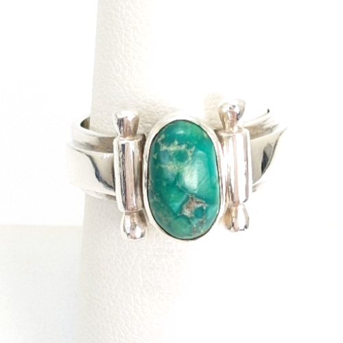 Sterling Silver 925 Ring Green Turquoise Band 11833 - Image 4