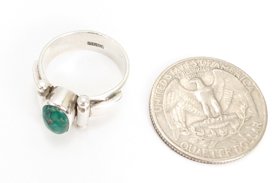 Sterling Silver 925 Ring Green Turquoise Band 11833 - Image 6