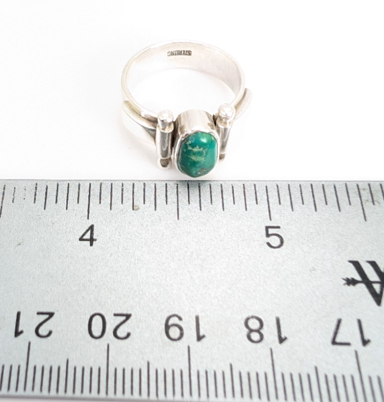 Sterling Silver 925 Ring Green Turquoise Band 11833 - Image 9