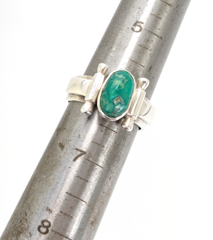 Sterling Silver 925 Ring Green Turquoise Band 11833 - Image 10