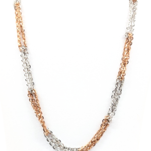 Sterling Silver 925 19" Necklace/ Chains two tone fancy cable 13241
