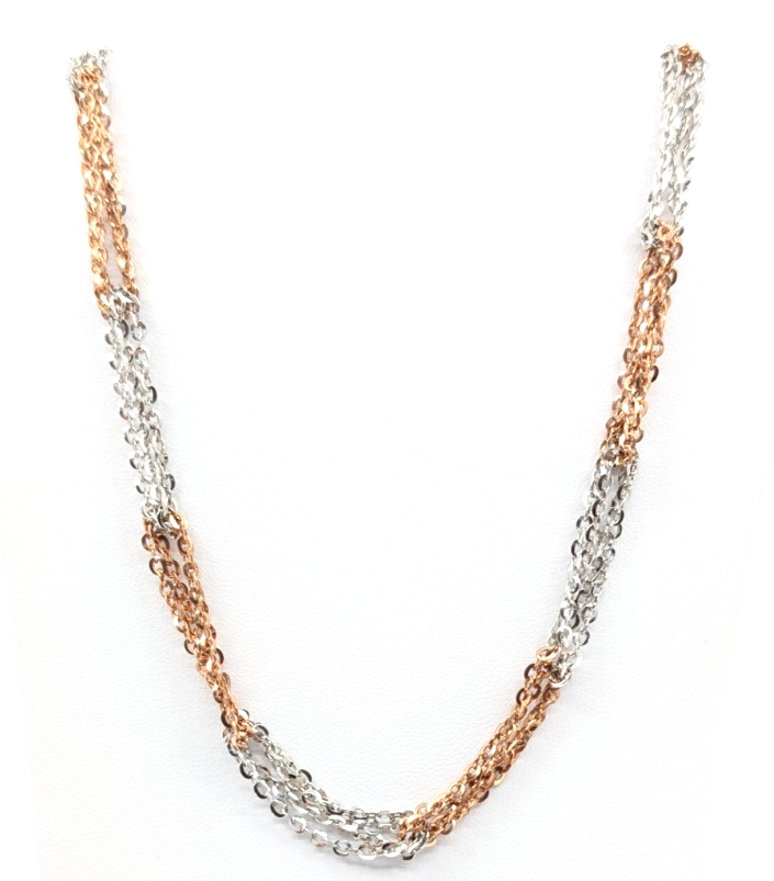 Sterling Silver 925 19" Necklace/ Chains two tone fancy cable 13241