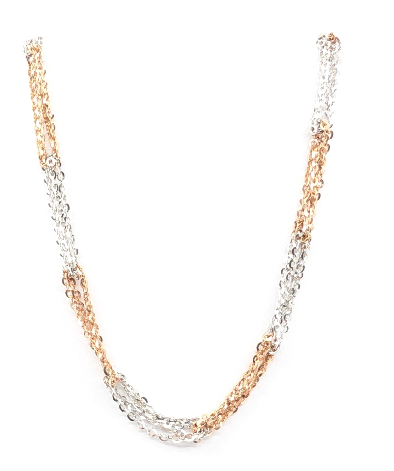 Sterling Silver 925 19" Necklace/ Chains two tone fancy cable 13241 - Image 2