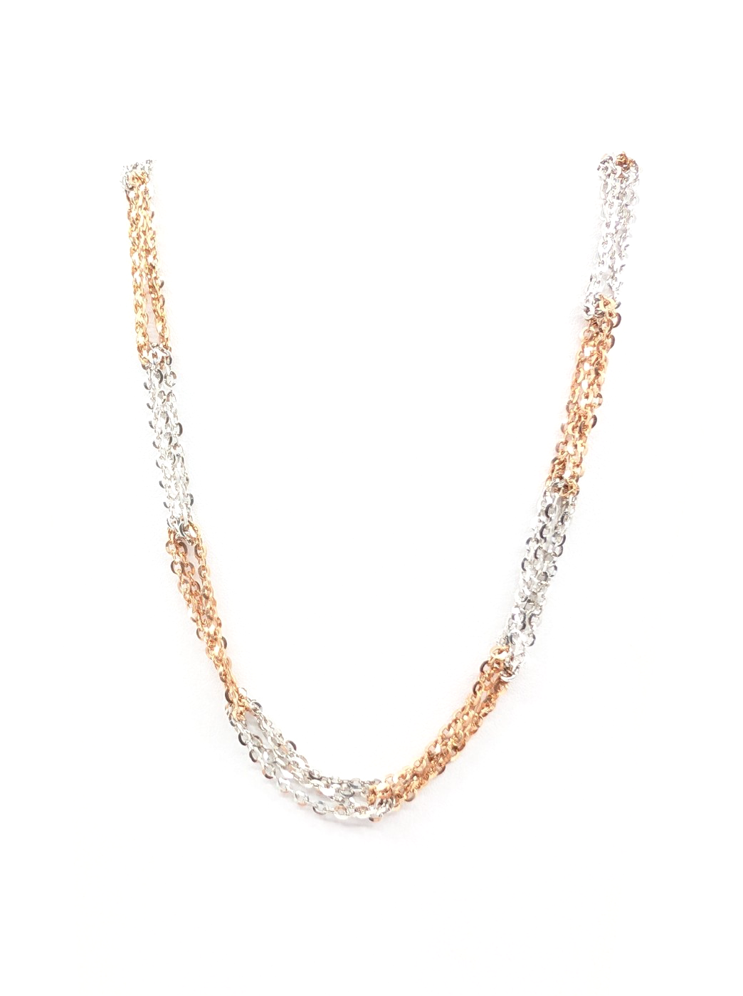 Sterling Silver 925 19" Necklace/ Chains two tone fancy cable 13241 - Image 3