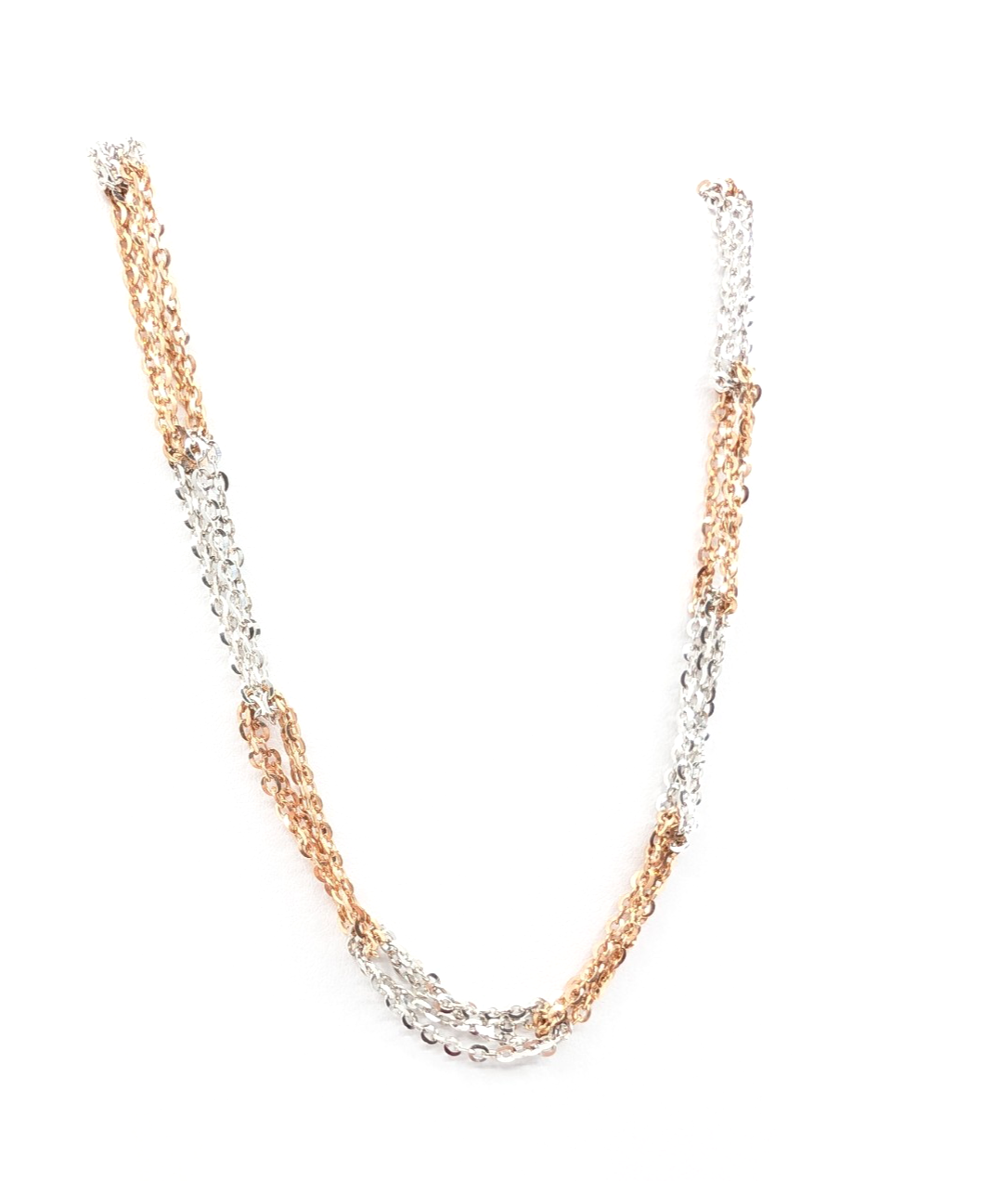 Sterling Silver 925 19" Necklace/ Chains two tone fancy cable 13241 - Image 4