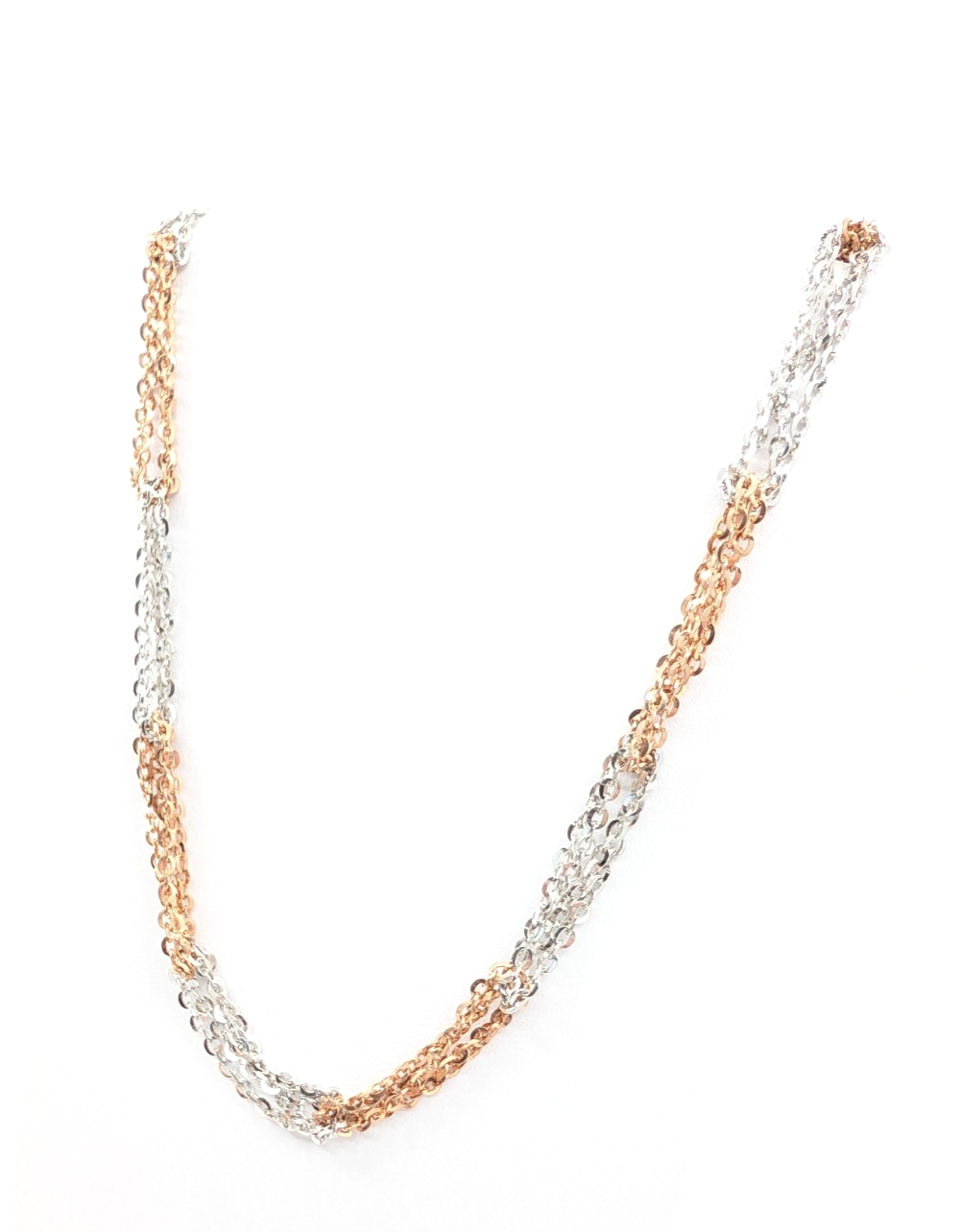 Sterling Silver 925 19" Necklace/ Chains two tone fancy cable 13241 - Image 5