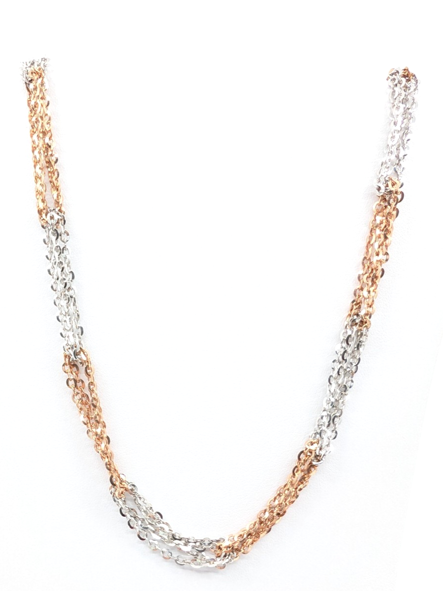 Sterling Silver 925 19" Necklace/ Chains two tone fancy cable 13241 - Image 6