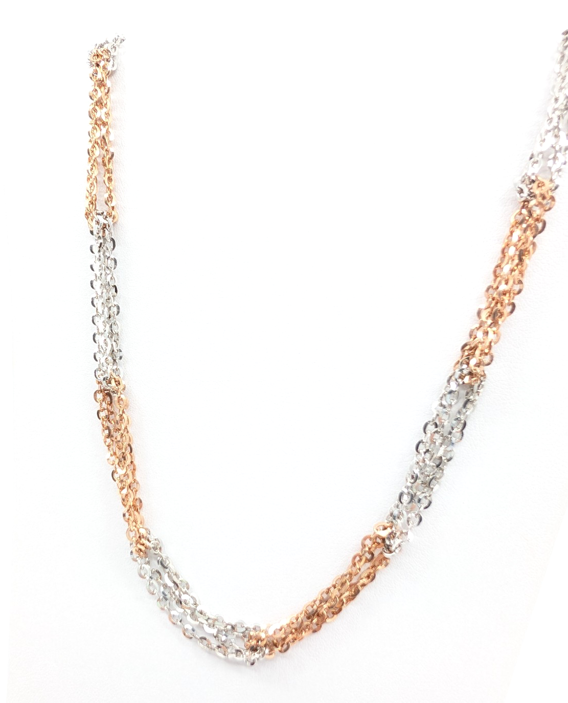 Sterling Silver 925 19" Necklace/ Chains two tone fancy cable 13241 - Image 7