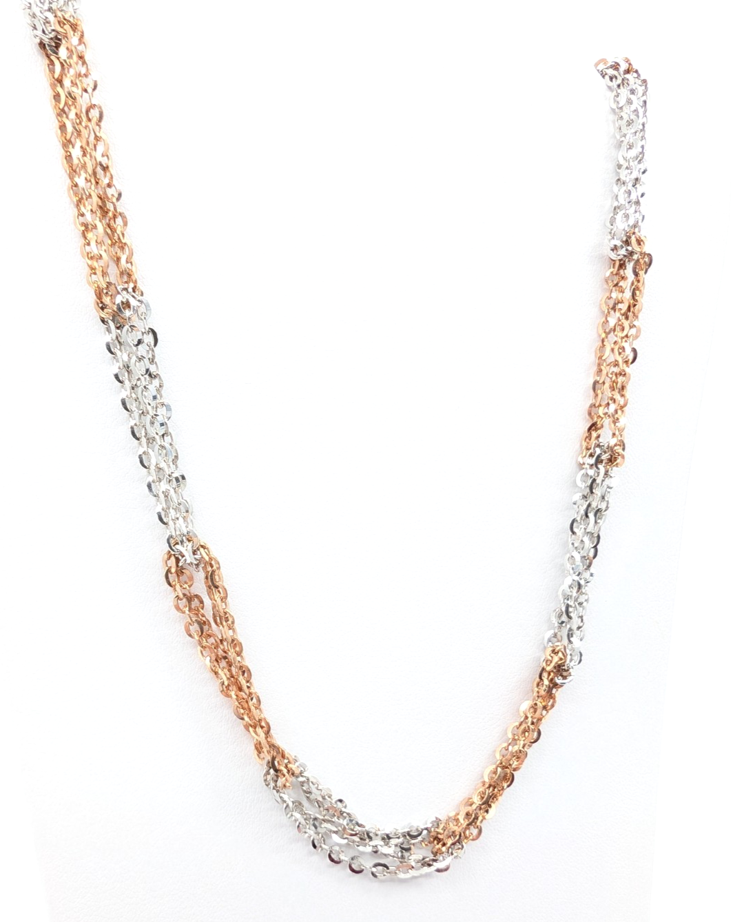 Sterling Silver 925 19" Necklace/ Chains two tone fancy cable 13241 - Image 8