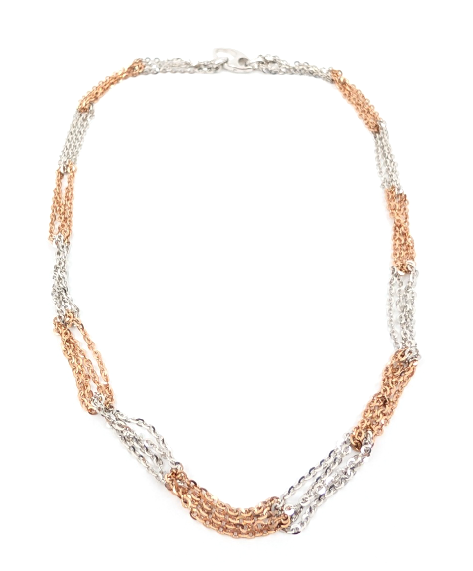 Sterling Silver 925 19" Necklace/ Chains two tone fancy cable 13241 - Image 9
