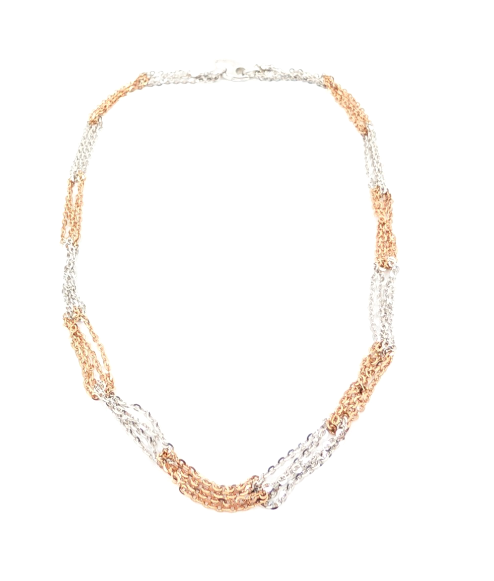Sterling Silver 925 19" Necklace/ Chains two tone fancy cable 13241 - Image 10