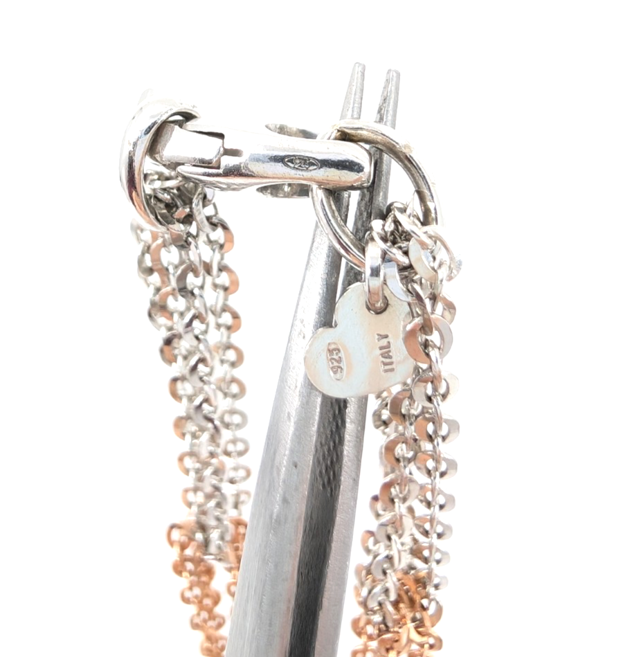 Sterling Silver 925 19" Necklace/ Chains two tone fancy cable 13241 - Image 12