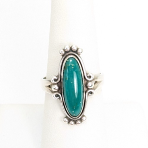 Sterling Silver 925 Ring Native American Oval Turquoise 11832