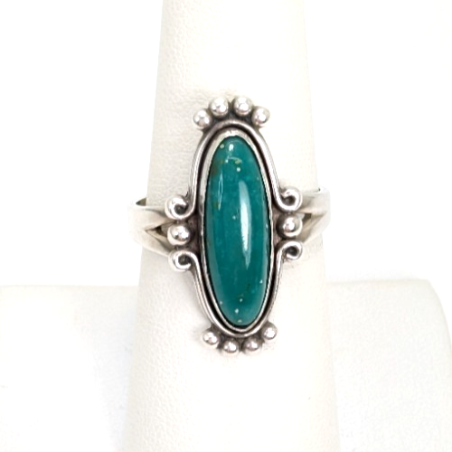 Sterling Silver 925 Ring Native American Oval Turquoise 11832 - Image 2