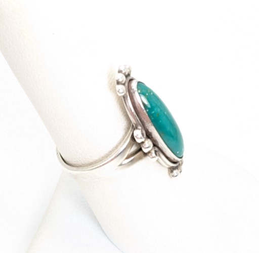 Sterling Silver 925 Ring Native American Oval Turquoise 11832 - Image 3