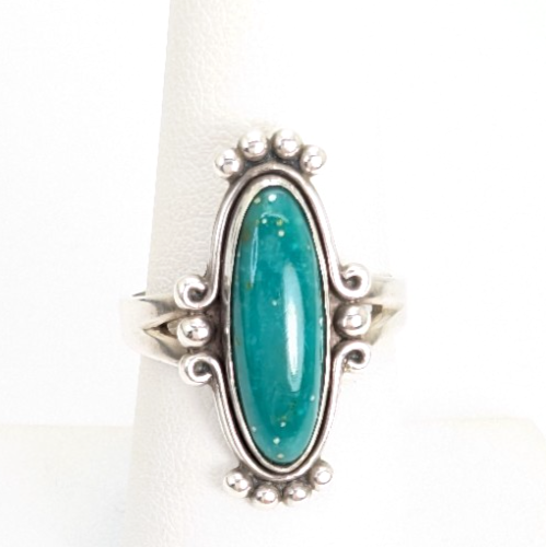 Sterling Silver 925 Ring Native American Oval Turquoise 11832 - Image 4