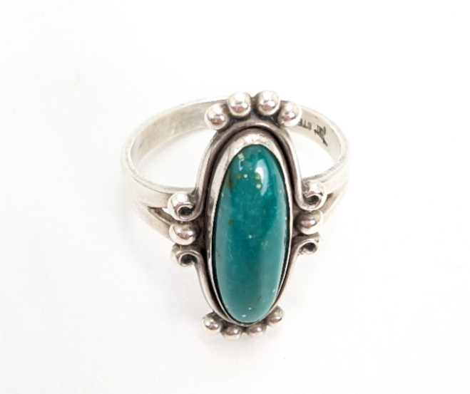 Sterling Silver 925 Ring Native American Oval Turquoise 11832 - Image 5
