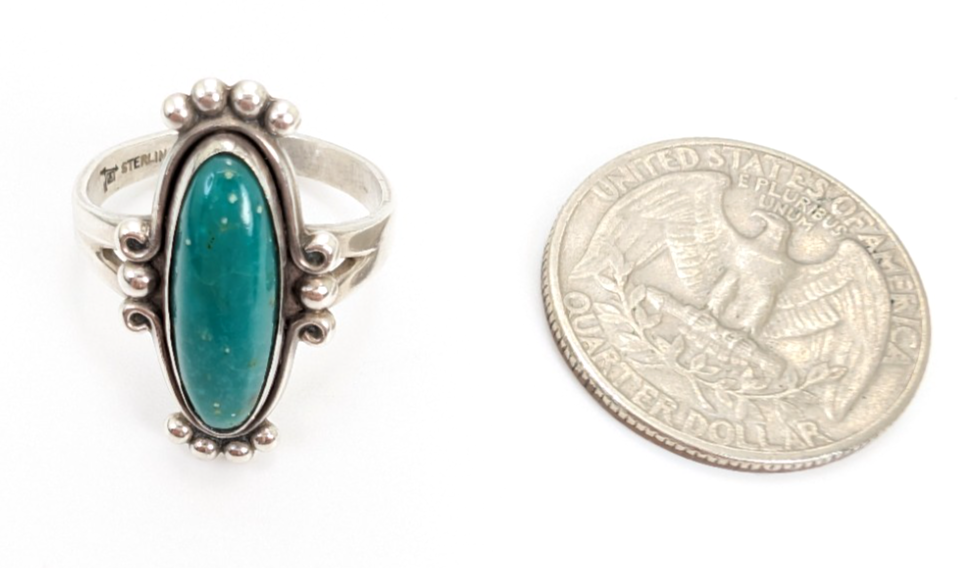 Sterling Silver 925 Ring Native American Oval Turquoise 11832 - Image 8
